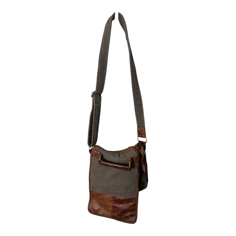 Carraig Donn Olive Green Canvas & Brown Leather Crossbody Messenger Bag Small